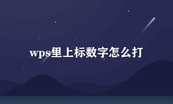 wps里上标数字怎么打