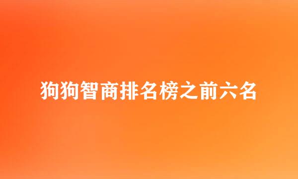 狗狗智商排名榜之前六名