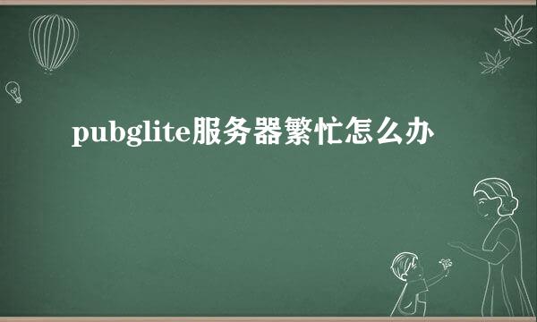 pubglite服务器繁忙怎么办