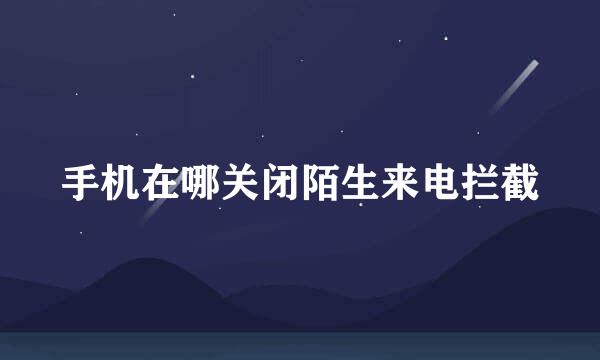 手机在哪关闭陌生来电拦截