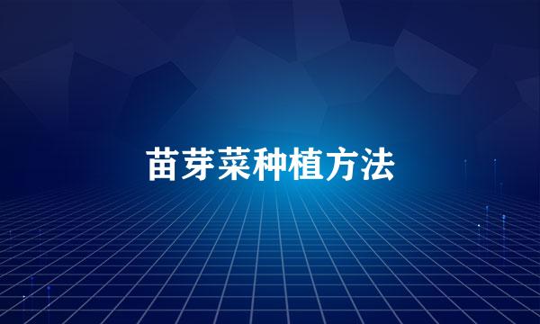 苗芽菜种植方法