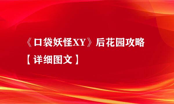 《口袋妖怪XY》后花园攻略【详细图文】