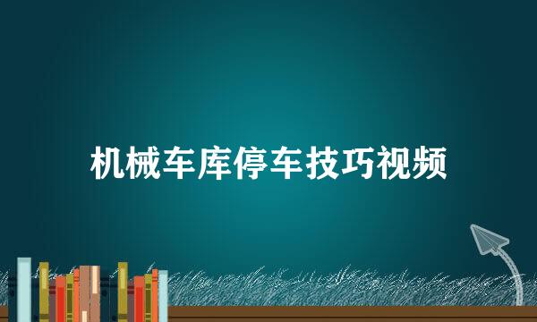 机械车库停车技巧视频