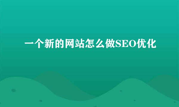 一个新的网站怎么做SEO优化