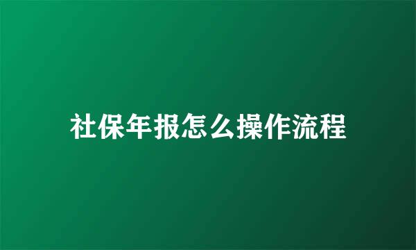 社保年报怎么操作流程