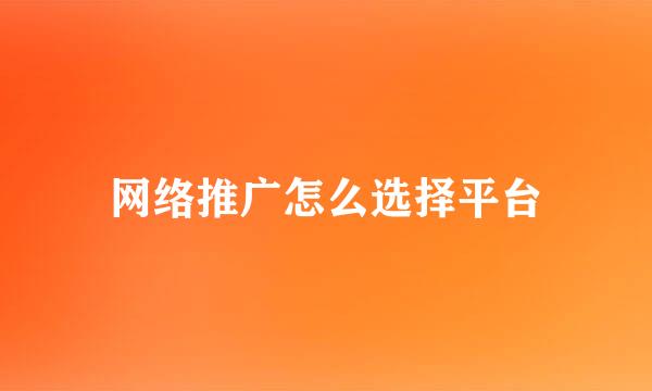 网络推广怎么选择平台