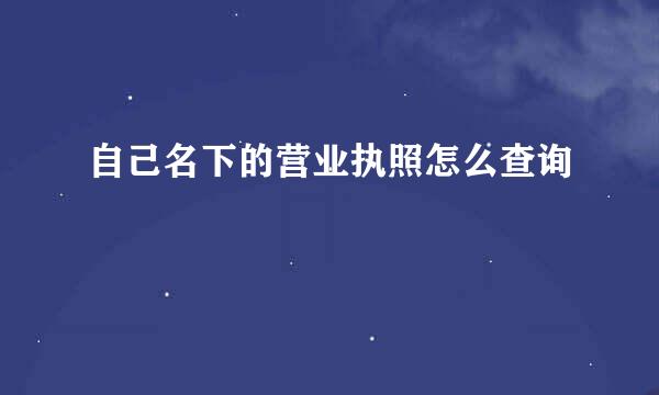 自己名下的营业执照怎么查询