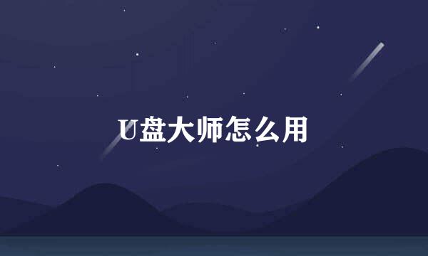 U盘大师怎么用