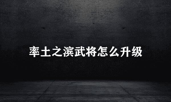 率土之滨武将怎么升级