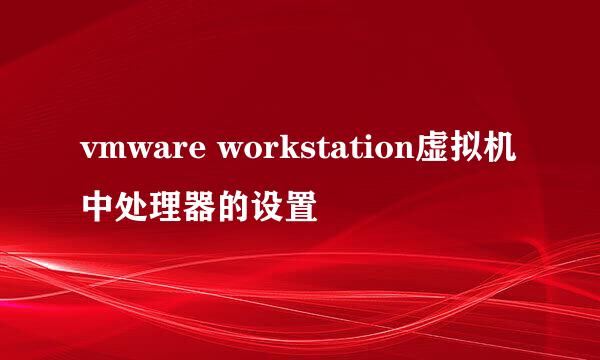 vmware workstation虚拟机中处理器的设置