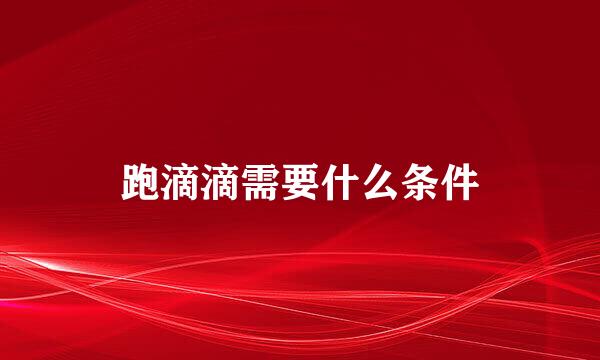 跑滴滴需要什么条件