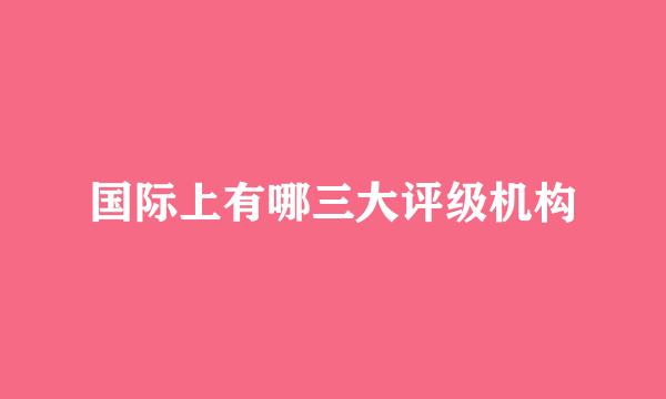 国际上有哪三大评级机构