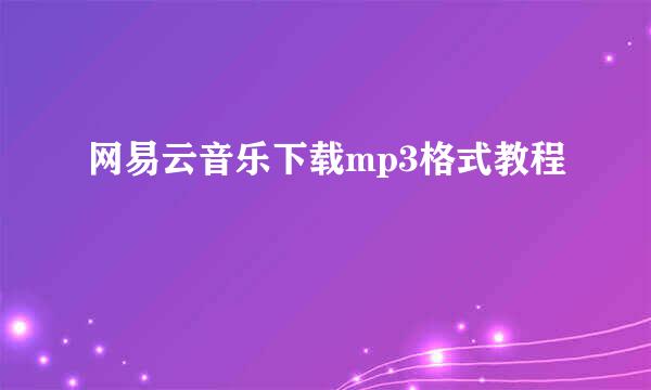 网易云音乐下载mp3格式教程