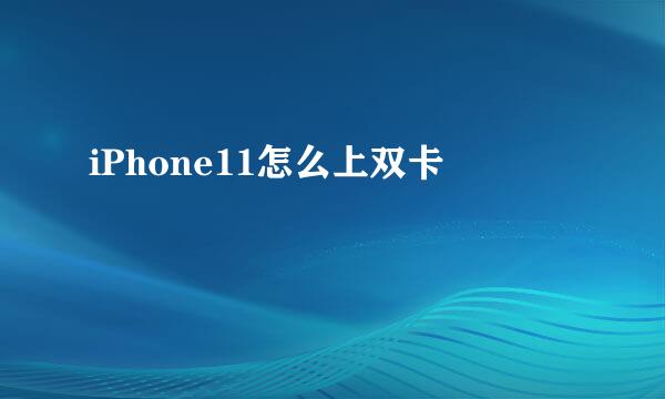 iPhone11怎么上双卡
