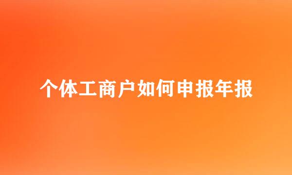 个体工商户如何申报年报