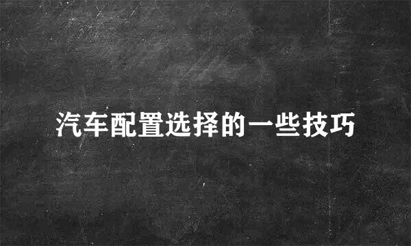 汽车配置选择的一些技巧