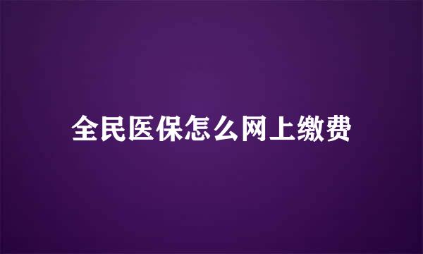 全民医保怎么网上缴费