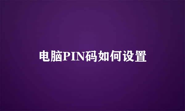 电脑PIN码如何设置