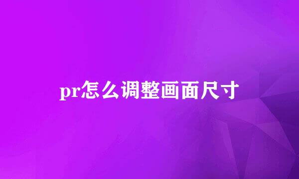 pr怎么调整画面尺寸