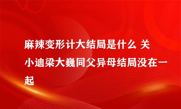 麻辣变形计大结局是什么 关小迪梁大巍同父异母结局没在一起