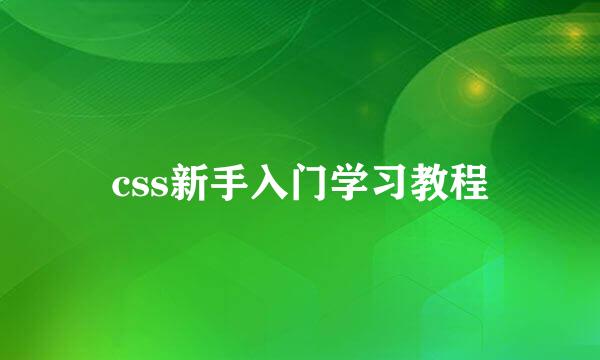 css新手入门学习教程