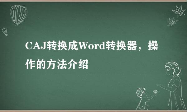 CAJ转换成Word转换器，操作的方法介绍