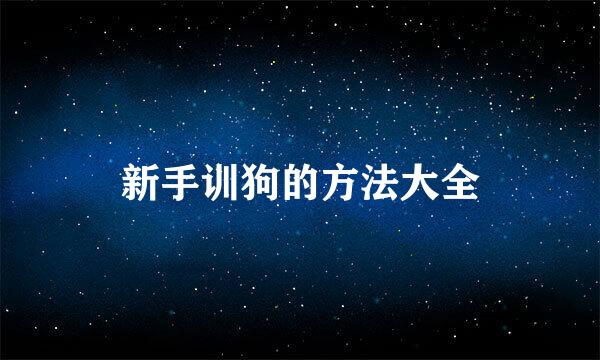新手训狗的方法大全
