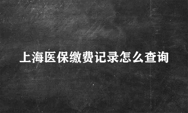上海医保缴费记录怎么查询