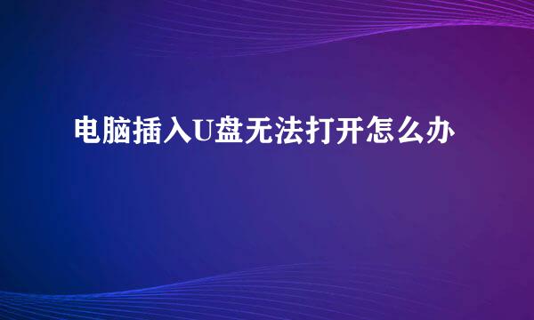 电脑插入U盘无法打开怎么办