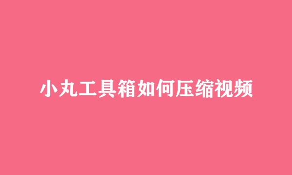 小丸工具箱如何压缩视频