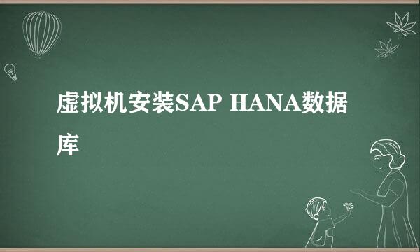 虚拟机安装SAP HANA数据库