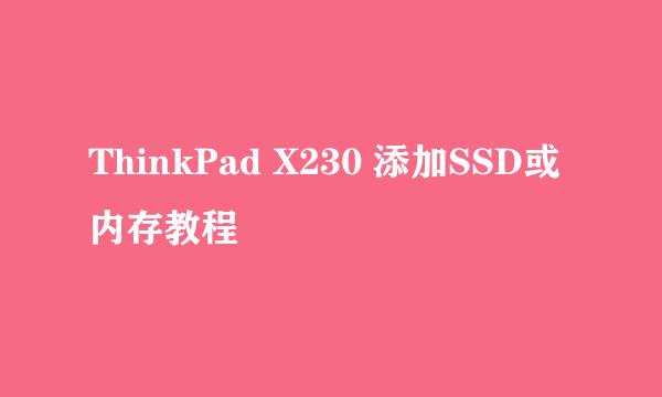 ThinkPad X230 添加SSD或内存教程