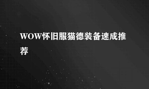 WOW怀旧服猫德装备速成推荐