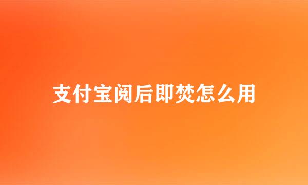 支付宝阅后即焚怎么用