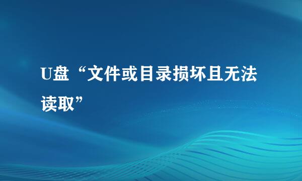 U盘“文件或目录损坏且无法读取”