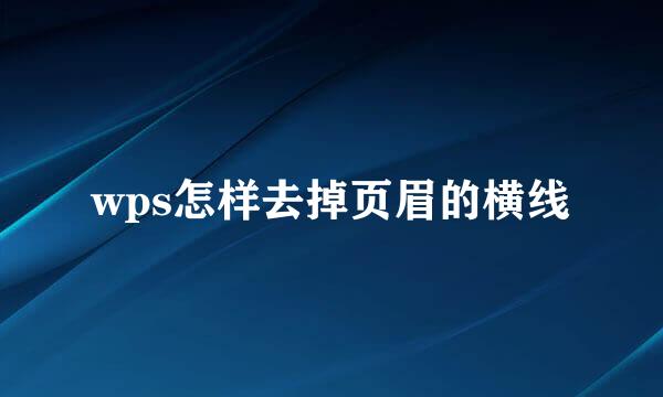 wps怎样去掉页眉的横线
