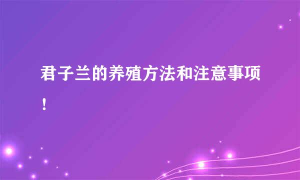君子兰的养殖方法和注意事项！