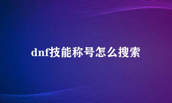 dnf技能称号怎么搜索
