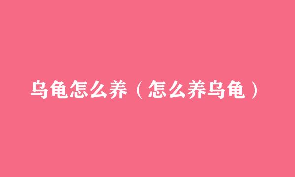 乌龟怎么养（怎么养乌龟）