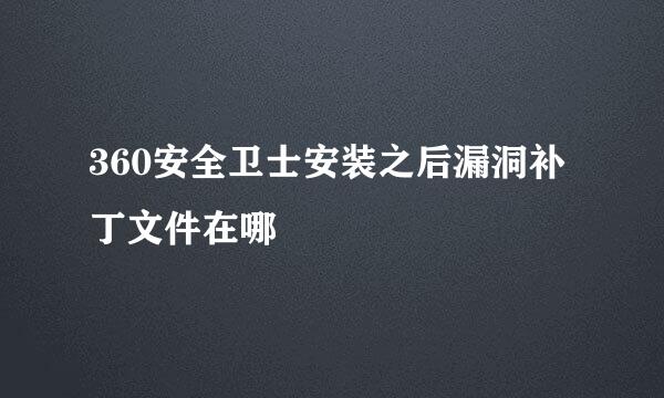 360安全卫士安装之后漏洞补丁文件在哪