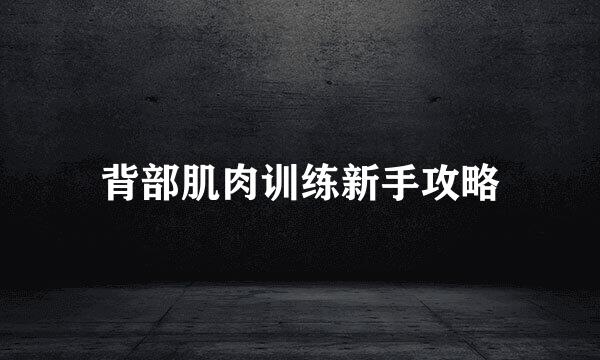 背部肌肉训练新手攻略