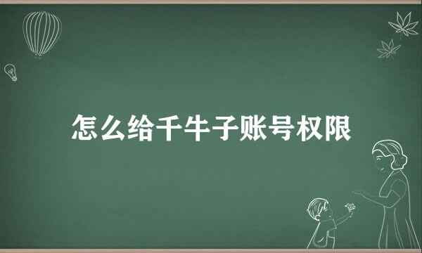 怎么给千牛子账号权限