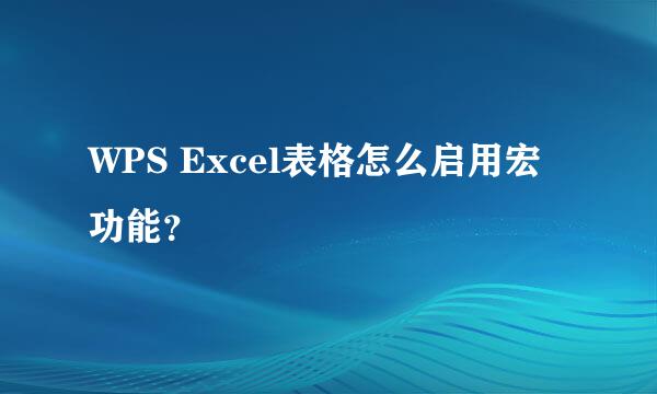 WPS Excel表格怎么启用宏功能？