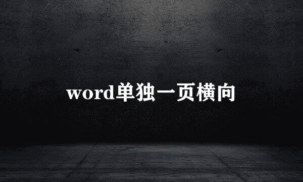 word单独一页横向