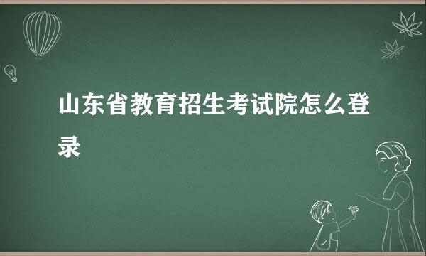 山东省教育招生考试院怎么登录
