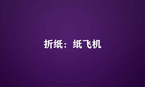 折纸：纸飞机