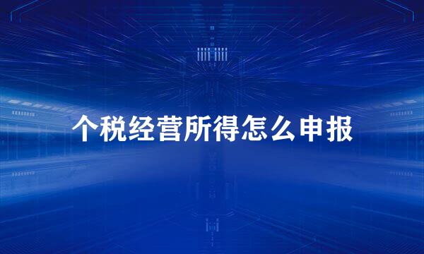 个税经营所得怎么申报