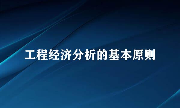 工程经济分析的基本原则