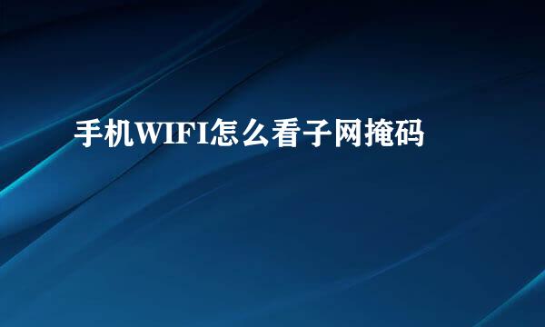 手机WIFI怎么看子网掩码