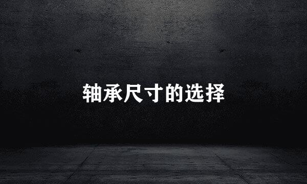 轴承尺寸的选择